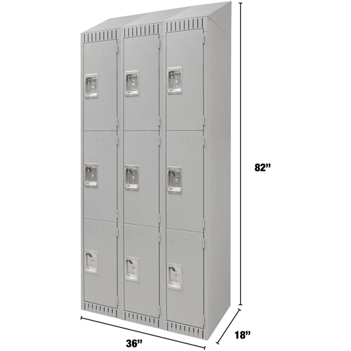 Casiers, 3 niveaux, Bloc de 3, 36" x 18" x 82", Acier, Gris, D&eacute;mont&eacute; Solutions industrielles ALPHA