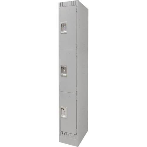 Lockers, 3 -tier, 12" x 18" x 76", Steel, Grey, Knocked Down Solutions industrielles ALPHA