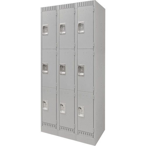 Casiers, 3 niveaux, Bloc de 3, 36" x 18" x 76", Acier, Gris, D&eacute;mont&eacute; Solutions industrielles ALPHA