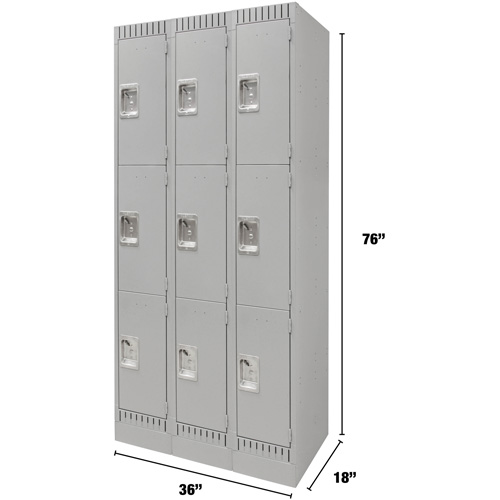 Casiers, 3 niveaux, Bloc de 3, 36" x 18" x 76", Acier, Gris, D&eacute;mont&eacute; Solutions industrielles ALPHA