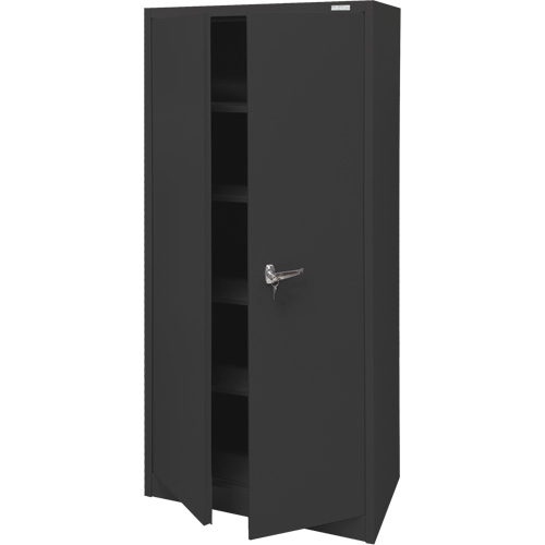 Armoire d'entreposage, Acier, 4 Tablettes, 66" h x 30" la x 15" P, Noir Solutions industrielles ALPHA