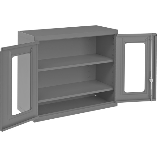 Wall-Mountable Storage Cabinet with Clearview Doors, 26-15/16" H x 29-7/8" W x 13-11/16" D, 2 Shelves, Steel, Grey Solutions industrielles ALPHA