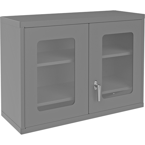 Armoire de rangement murale avec portes transparentes, 26-15/16" h x 35-7/8" la x 13-11/16" p, 2 tablettes, Acier, Gris Solutions industrielles ALPHA