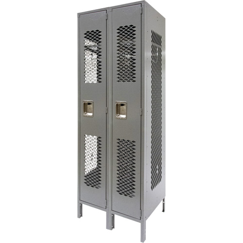 Casiers ventil&eacute;s, Bloc de 2, 24" x 18" x 78", Acier, Gris, D&eacute;mont&eacute;, Perfor&eacute; Solutions industrielles ALPHA