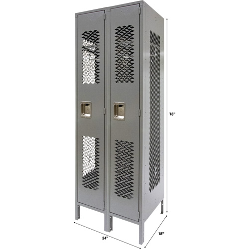 Casiers ventil&eacute;s, Bloc de 2, 24" x 18" x 78", Acier, Gris, D&eacute;mont&eacute;, Perfor&eacute; Solutions industrielles ALPHA