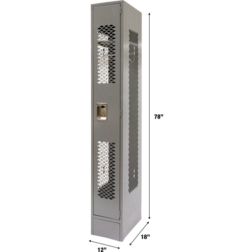Vented Lockers, 12" x 18" x 78", Steel, Grey, Knocked Down, Perforated Solutions industrielles ALPHA