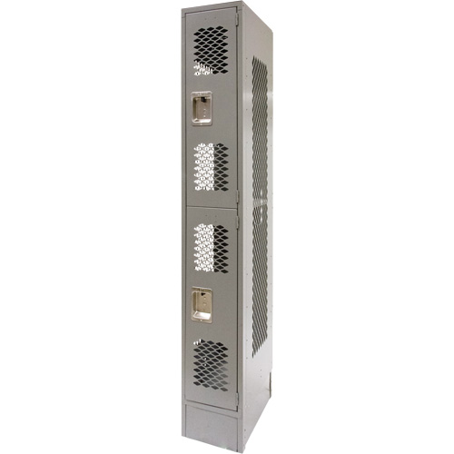 Vented Lockers, 2 -tier, 12" x 18" x 78", Steel, Grey, Knocked Down, Perforated Solutions industrielles ALPHA