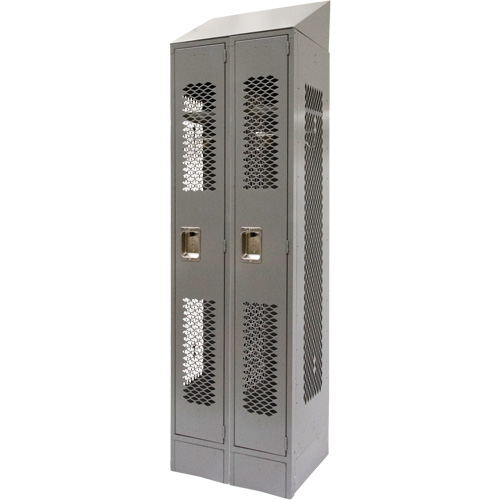 Vented Lockers, Bank of 2, 24" x 18" x 88", Steel, Grey, Knocked Down, Perforated Solutions industrielles ALPHA
