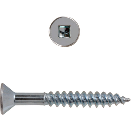 Flat Head Square Drive Wood Screws, #8 x 2-1/2" L, Zinc Plated Solutions industrielles ALPHA