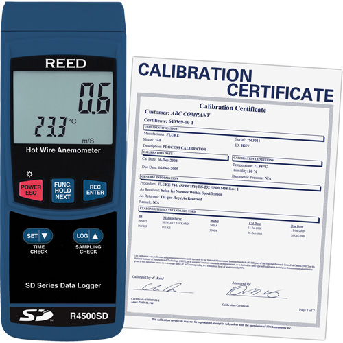 Thermo-an&eacute;mom&egrave;tres &agrave; fil chaud avec enregistrement de donn&eacute;es et certificat de calibration, Enregistrement des donn&eacute;es, Gamme de v&eacute;locit&eacute; d'air de 0,2 - 25 m/sec Solutions industrielles ALPHA