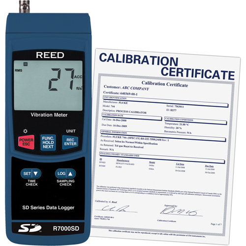 Vibrom&egrave;tre &agrave; enregistrement de donn&eacute;es avec certificat de calibration, 10% - 85% HR, 32°- 122° F ( 0° - 50° C ) Solutions industrielles ALPHA