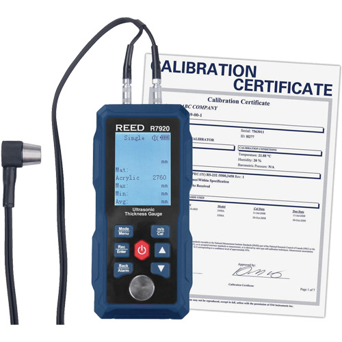 Thickness Gauge with Calibration Certificate, Digital Display, Ultrasound, 0.04" - 11.8" (1 mm - 300 mm) Range Solutions industrielles ALPHA