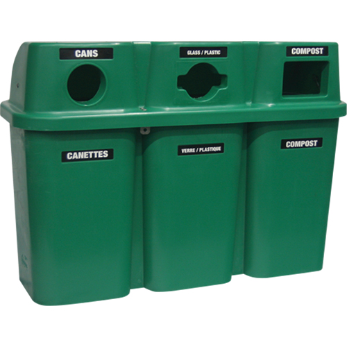 Recycling Containers Bullseye, Curbside, Plastic, 3 x 22 US Gal. Solutions industrielles ALPHA