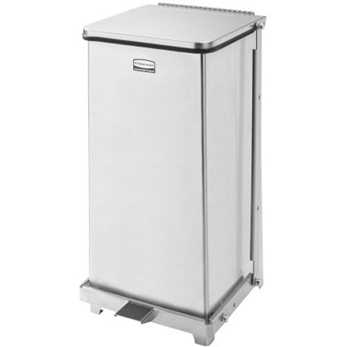 Corbeille &agrave; p&eacute;dale carr&eacute;e avec doublure Defenders, Acier inoxydable, Capacit&eacute; 6,5 gal. US Solutions industrielles ALPHA