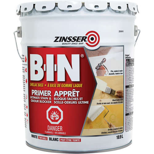 Appr&ecirc;t-scellant &agrave; base de gomme-laque B-I-N, 18,9 L, Seau, Blanc teintable Solutions industrielles ALPHA