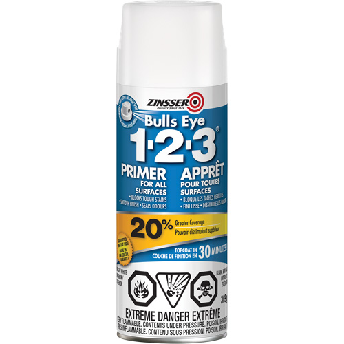 Appr&ecirc;t &agrave; base d'eau Bulls Eye 1-2-3, Canette a&eacute;rosol, Blanc Solutions industrielles ALPHA