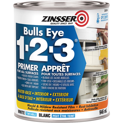Appr&ecirc;t &agrave; base d'eau Bulls Eye 1-2-3, 946 ml, Canette, Blanc Solutions industrielles ALPHA