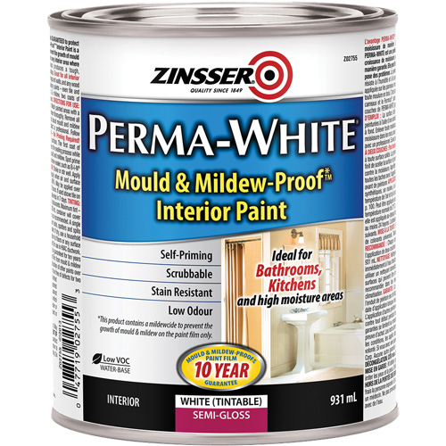 Peinture int&eacute;rieure Mold & Mildew-Proof Perma-White, 931 ml, Canette, Blanc Solutions industrielles ALPHA