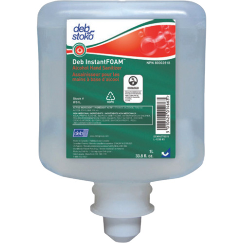 D&eacute;sinfectant pour les mains Instantfoam, 1000 ml, Recharge, 70 % alcool Solutions industrielles ALPHA