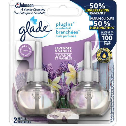 Glade&reg; PlugIns&reg; Scented Oil Refills, Lavender & Vanilla, Cartridge Solutions industrielles ALPHA
