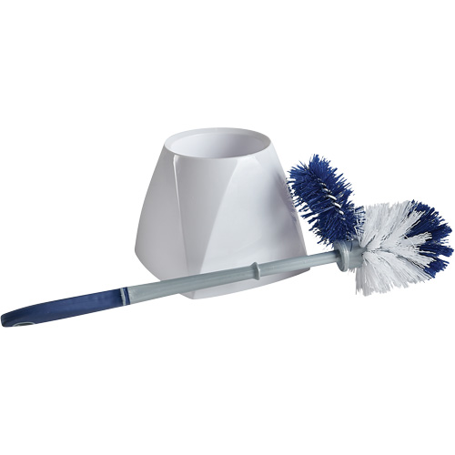 Brosse &agrave; cuvettes avec lave-rebord et valet, 15" l, Soies Synth&eacute;tique, Blanc Solutions industrielles ALPHA