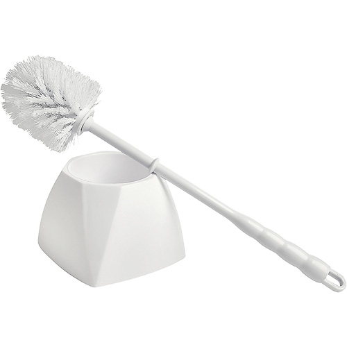 Brosse &agrave; cuvettes avec coupelle, 15-1/2" l, Soies Polypropyl&egrave;ne, Blanc Solutions industrielles ALPHA