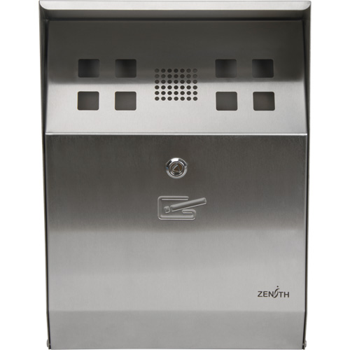 Cendrier, Montage mural, Acier inoxydable, Capacit&eacute; 1.6 Litres, Hauteur 13-4/5" Solutions industrielles ALPHA