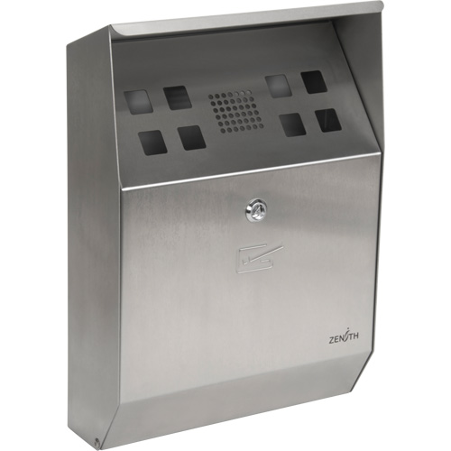 Cendrier, Montage mural, Acier inoxydable, Capacit&eacute; 1.6 Litres, Hauteur 13-4/5" Solutions industrielles ALPHA