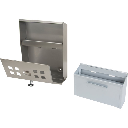 Cendrier, Montage mural, Acier inoxydable, Capacit&eacute; 1.6 Litres, Hauteur 13-4/5" Solutions industrielles ALPHA