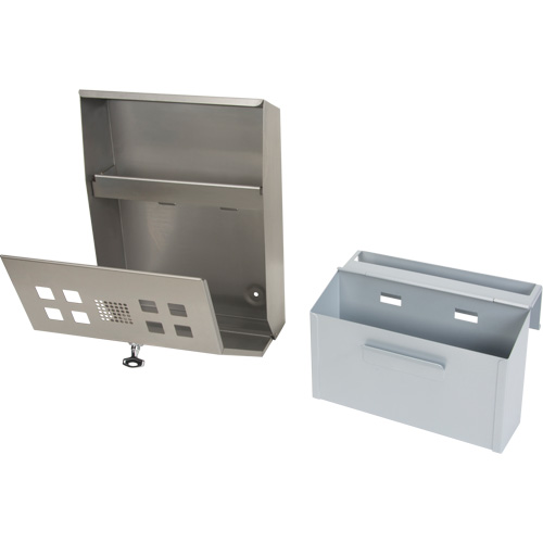 Cendrier, Montage mural, Acier inoxydable, Capacit&eacute; 1.6 Litres, Hauteur 13-4/5" Solutions industrielles ALPHA