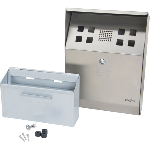 Cendrier, Montage mural, Acier inoxydable, Capacit&eacute; 1.6 Litres, Hauteur 13-4/5" Solutions industrielles ALPHA