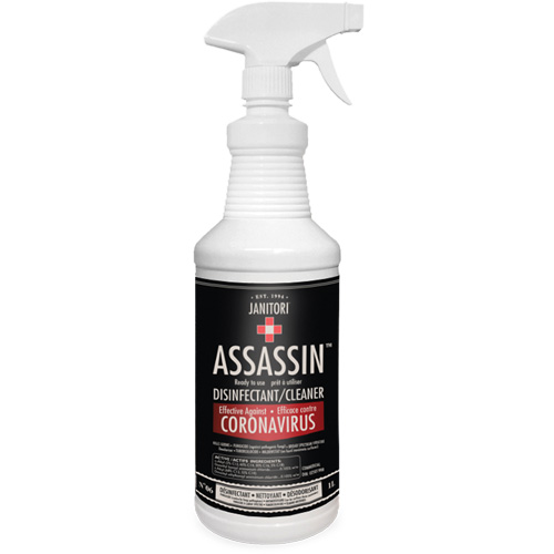 Nettoyant d&eacute;sinfectant pr&ecirc;t &agrave; l'emploi Janitori Assassin, 1 L, Bouteille &agrave; g&acirc;chette Solutions industrielles ALPHA