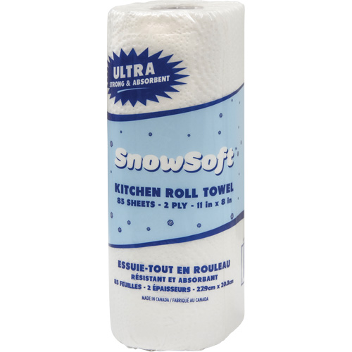 Essuie-tout pour cuisines de premi&egrave;re qualit&eacute; Snow Soft, 2 Pli, 85 Feuilles/rouleau, 8" la, 11" lo Solutions industrielles ALPHA