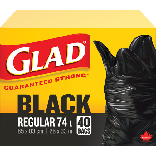 74L Garbage Bags, Regular, 26" W x 33" L, Black Solutions industrielles ALPHA