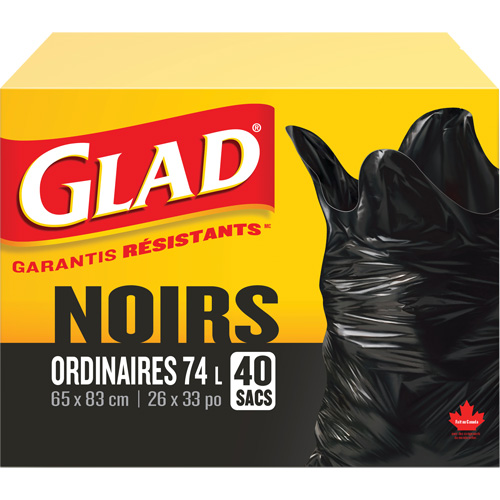 74L Garbage Bags, Regular, 26" W x 33" L, Black Solutions industrielles ALPHA