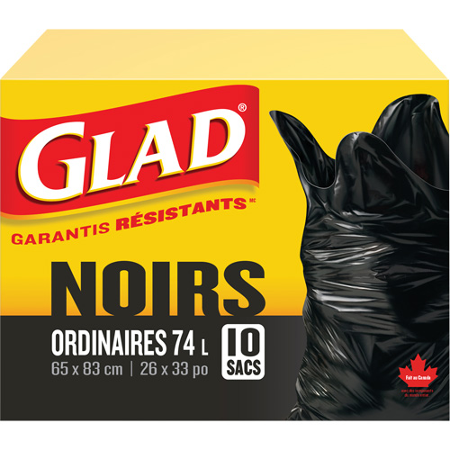 74L Garbage Bags, Regular, 26" W x 33" L, Black Solutions industrielles ALPHA