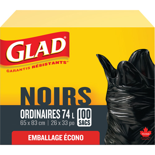 74L Garbage Bags, Regular, 26" W x 33" L, Black Solutions industrielles ALPHA