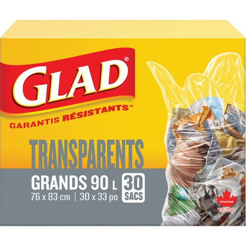 90L Garbage Bags, Regular, 30" W x 33" L, Clear Solutions industrielles ALPHA