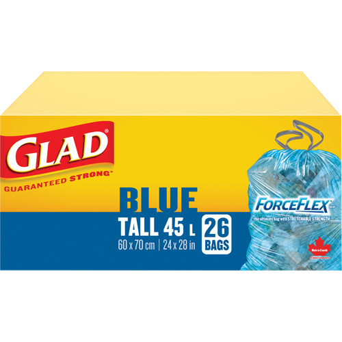 45L Recycling Bags, Regular, 24" W x 28" L, Blue Solutions industrielles ALPHA