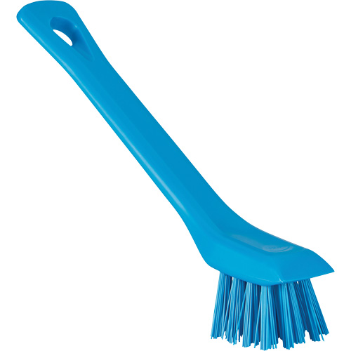 Brosse avec rebord grattoir, Soies Ferme, Longueur de 6", Bleu Solutions industrielles ALPHA