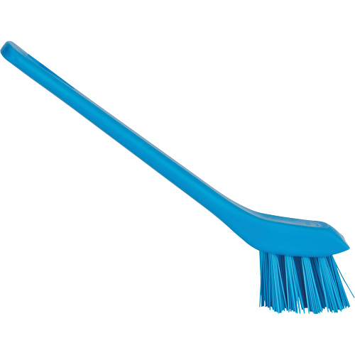 Brosse avec rebord grattoir, Soies Ferme, Longueur de 6", Bleu Solutions industrielles ALPHA