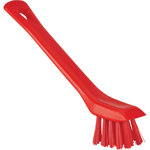 Brosse avec rebord grattoir, Soies Ferme, Longueur de 6", Rouge Solutions industrielles ALPHA