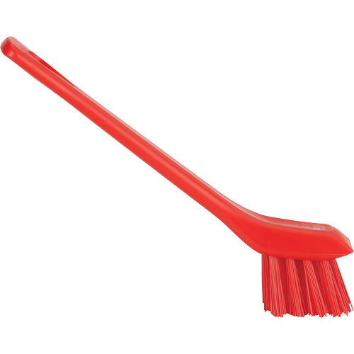 Brosse avec rebord grattoir, Soies Ferme, Longueur de 6", Rouge Solutions industrielles ALPHA