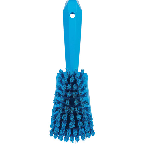 Brosse &agrave; r&eacute;curer avec manche court, Soies Doux, Longueur de 10-1/2", Bleu Solutions industrielles ALPHA