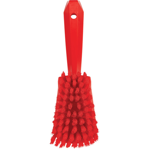 Brosse &agrave; r&eacute;curer avec manche court, Soies Doux, Longueur de 10-1/2", Rouge Solutions industrielles ALPHA