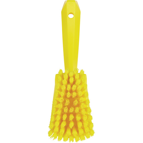 Brosse &agrave; r&eacute;curer avec manche court, Soies Doux, Longueur de 10-1/2", Jaune Solutions industrielles ALPHA