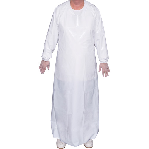 Top Dog 6 Mil. Gown, Large, White, Polyurethane Solutions industrielles ALPHA