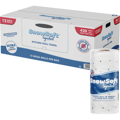 Rouleau dessuie-tout de cuisine Signature de Snow Soft, 2 Pli, 420 Feuilles/rouleau, 4,5" la, 11" lo Solutions industrielles ALPHA