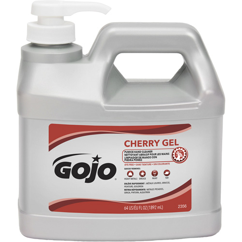 Hand Cleaner, Gel/Pumice, 1.89 L, Pump Bottle, Cherry Solutions industrielles ALPHA