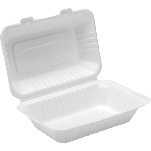 Compostable Hinged Food Containers, Bagasse, Rectangular Solutions industrielles ALPHA